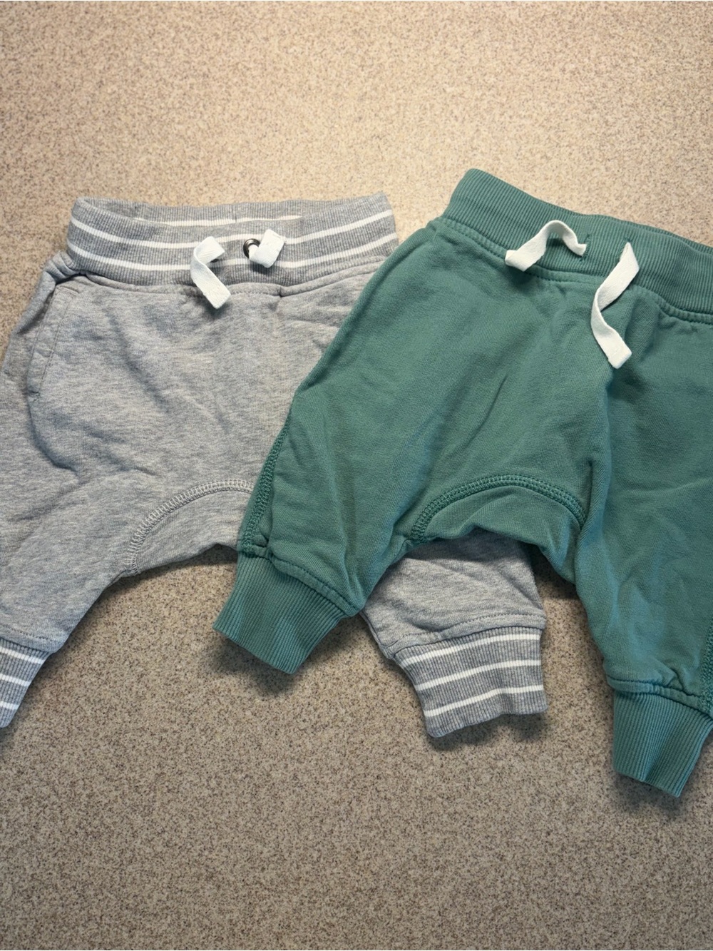 Hanna Andersson Teal and Grey Green Baby Sweatpants 3-6 month